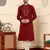 Red viscose embroidered kurta pajama for mens