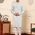 Blue viscose embroidered kurta pajama for mens