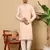Beige viscose embroidered kurta pajama for mens