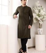 Black silk embroidered kurta pajama for mens