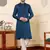 Blue viscose embroidered kurta pajama for mens