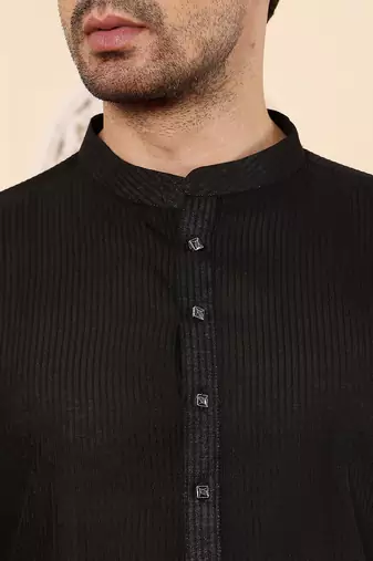 Black viscose embroidered kurta pajama for mens