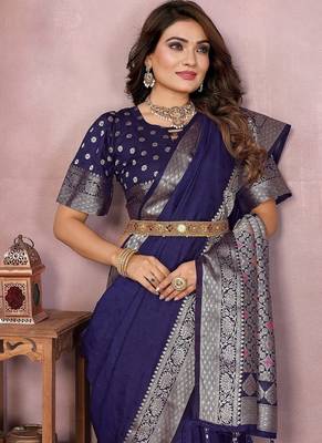 Navy Blue Color Designer Paithani Silk Saree 1