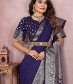 Navy Blue Color Designer Paithani Silk Saree