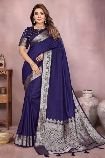 Navy Blue Color Designer Paithani Silk Saree
