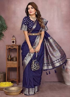 Navy Blue Color Designer Paithani Silk Saree 3