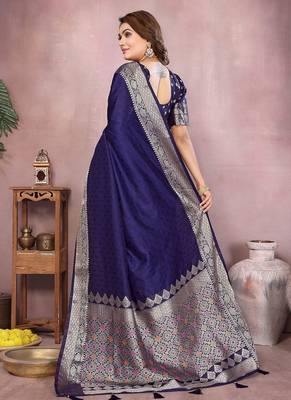 Navy Blue Color Designer Paithani Silk Saree 4