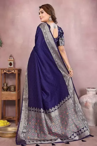 Navy Blue Color Designer Paithani Silk Saree