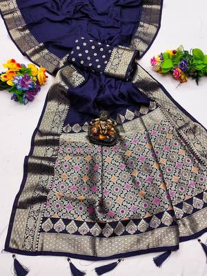 Navy Blue Color Designer Paithani Silk Saree 5