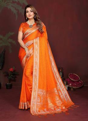 Orange Color Designer Paithani Silk Saree 1