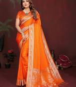 Orange Color Designer Paithani Silk Saree