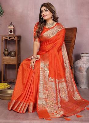 Orange Color Designer Paithani Silk Saree 2