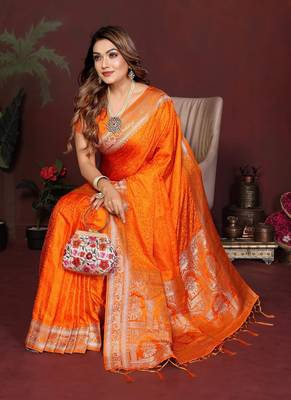 Orange Color Designer Paithani Silk Saree 2