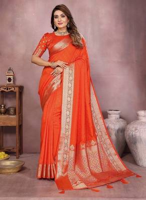 Orange Color Designer Paithani Silk Saree 3