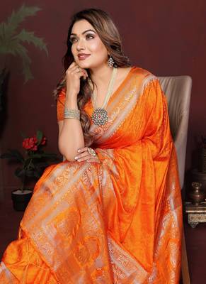 Orange Color Designer Paithani Silk Saree 3