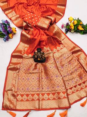 Orange Color Designer Paithani Silk Saree 5