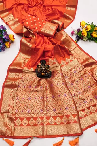 Orange Color Designer Paithani Silk Saree