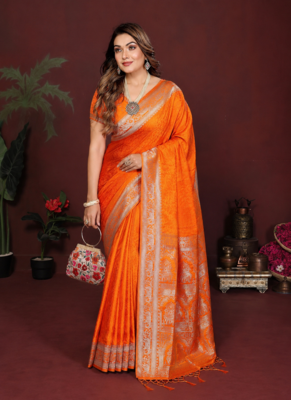 Orange Color Designer Paithani Silk Saree 5