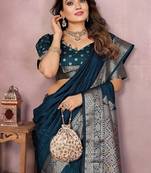 Teal Color Designer Paithani Silk Saree