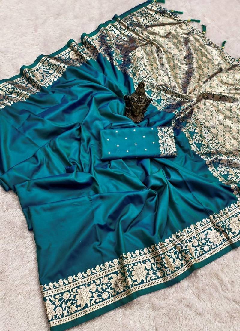 Teal Color Designer Paithani Silk Saree