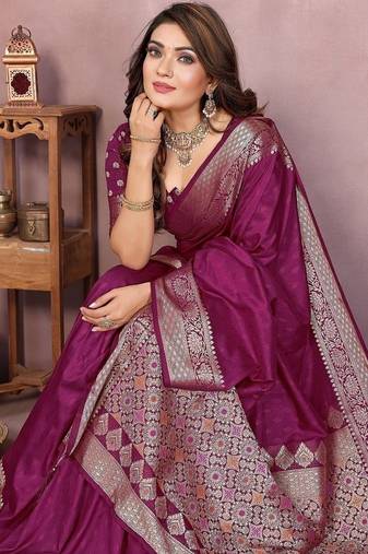 Dark Magenta Color Designer Paithani Silk Saree