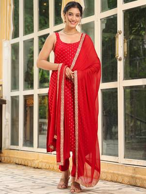 maroon rayon foil printed straight kurta set 4