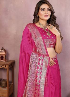 Rani Pink Color Designer Paithani Silk Saree 1