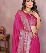 Rani Pink Color Designer Paithani Silk Saree