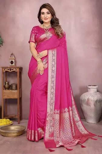 Rani Pink Color Designer Paithani Silk Saree