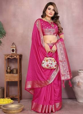 Rani Pink Color Designer Paithani Silk Saree 3