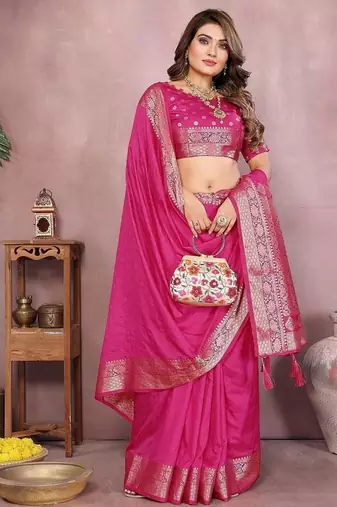 Rani Pink Color Designer Paithani Silk Saree