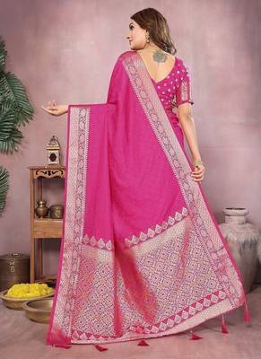 Rani Pink Color Designer Paithani Silk Saree 4