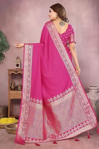 Rani Pink Color Designer Paithani Silk Saree
