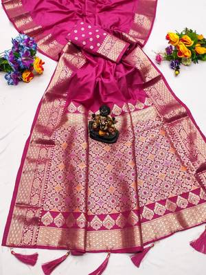 Rani Pink Color Designer Paithani Silk Saree 5