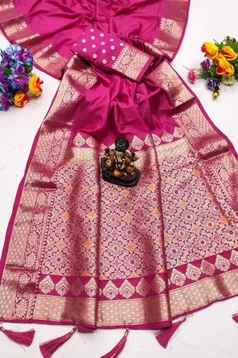 Rani Pink Color Designer Paithani Silk Saree
