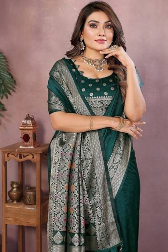 Teal Blue Color Designer Paithani Silk Saree