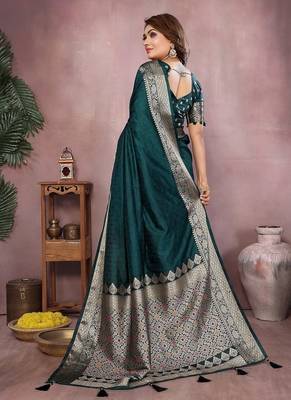 Teal Blue Color Designer Paithani Silk Saree 4