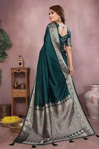 Teal Blue Color Designer Paithani Silk Saree