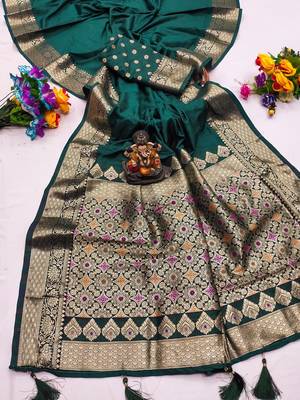 Teal Blue Color Designer Paithani Silk Saree 5