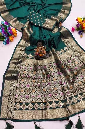 Teal Blue Color Designer Paithani Silk Saree