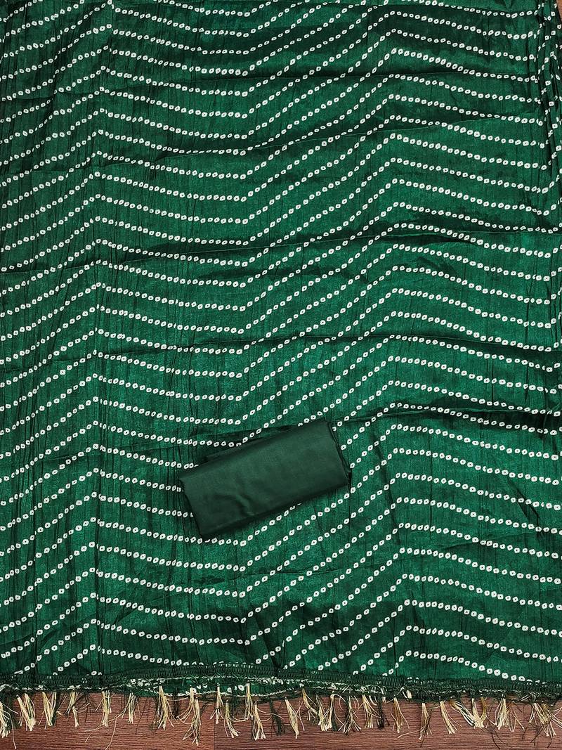 Purple cotton embroidered salwar suit with bandhani chinon printed dupatta