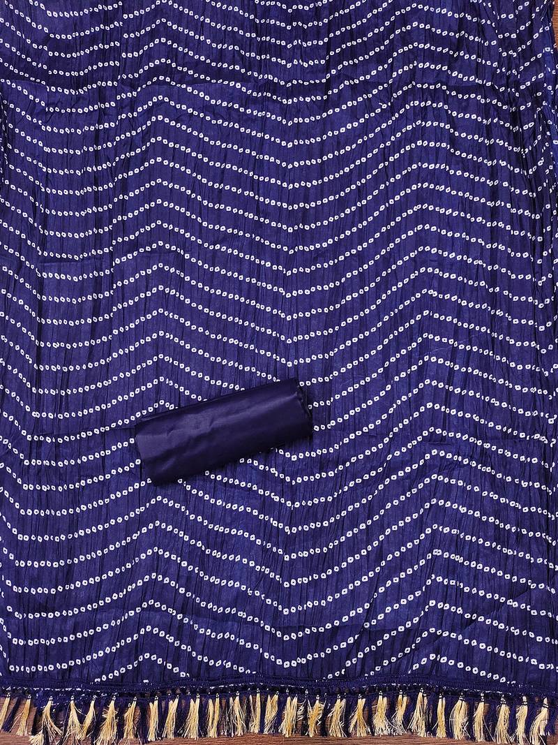 Pink cotton embroidered salwar suit with bandhani chinon printed dupatta