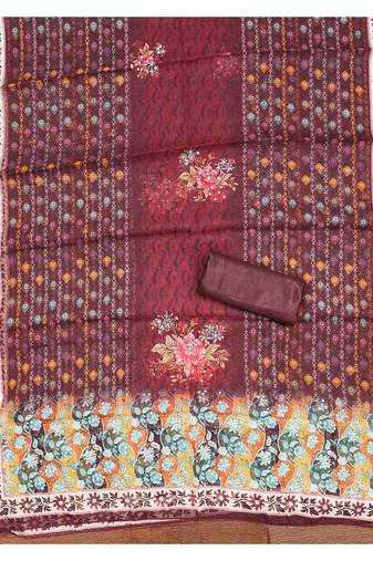 Designer organza printed salwar suit set with floral border dupatta     red & cream