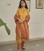 Yellow tissue plain kurta sets