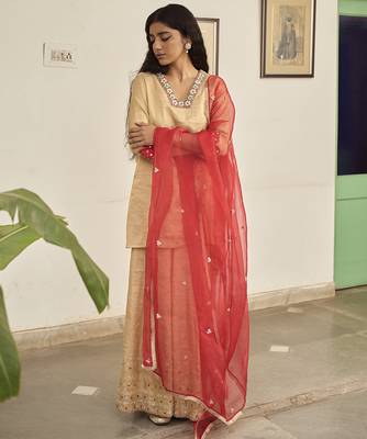 Gold tissue plain kurta sets 3