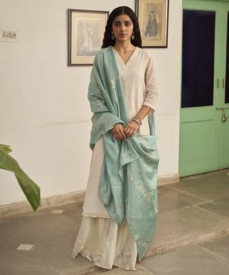 Ivory tissue plain kurta sets 1