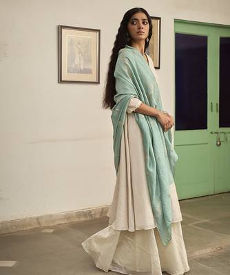 Ivory tissue plain kurta sets 2
