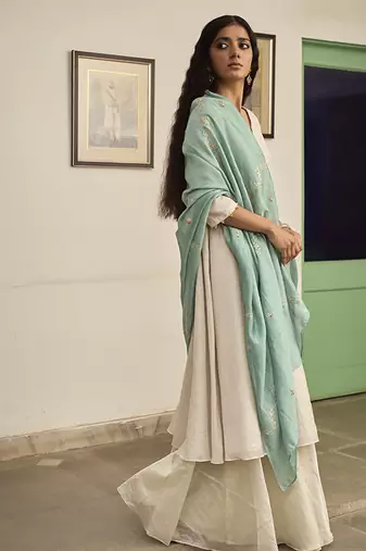 Ivory tissue plain kurta sets