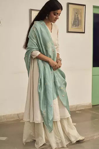 Ivory tissue plain kurta sets
