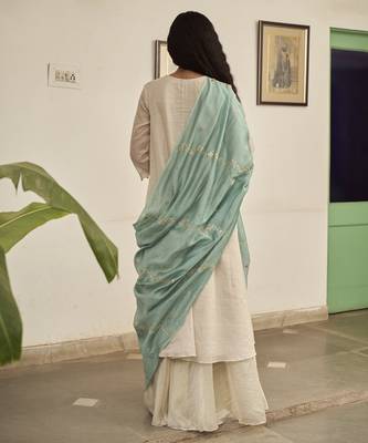 Ivory tissue plain kurta sets 4